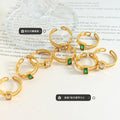 Open Twist Rope Rings With Green Or Clear Baguette Stones view 2