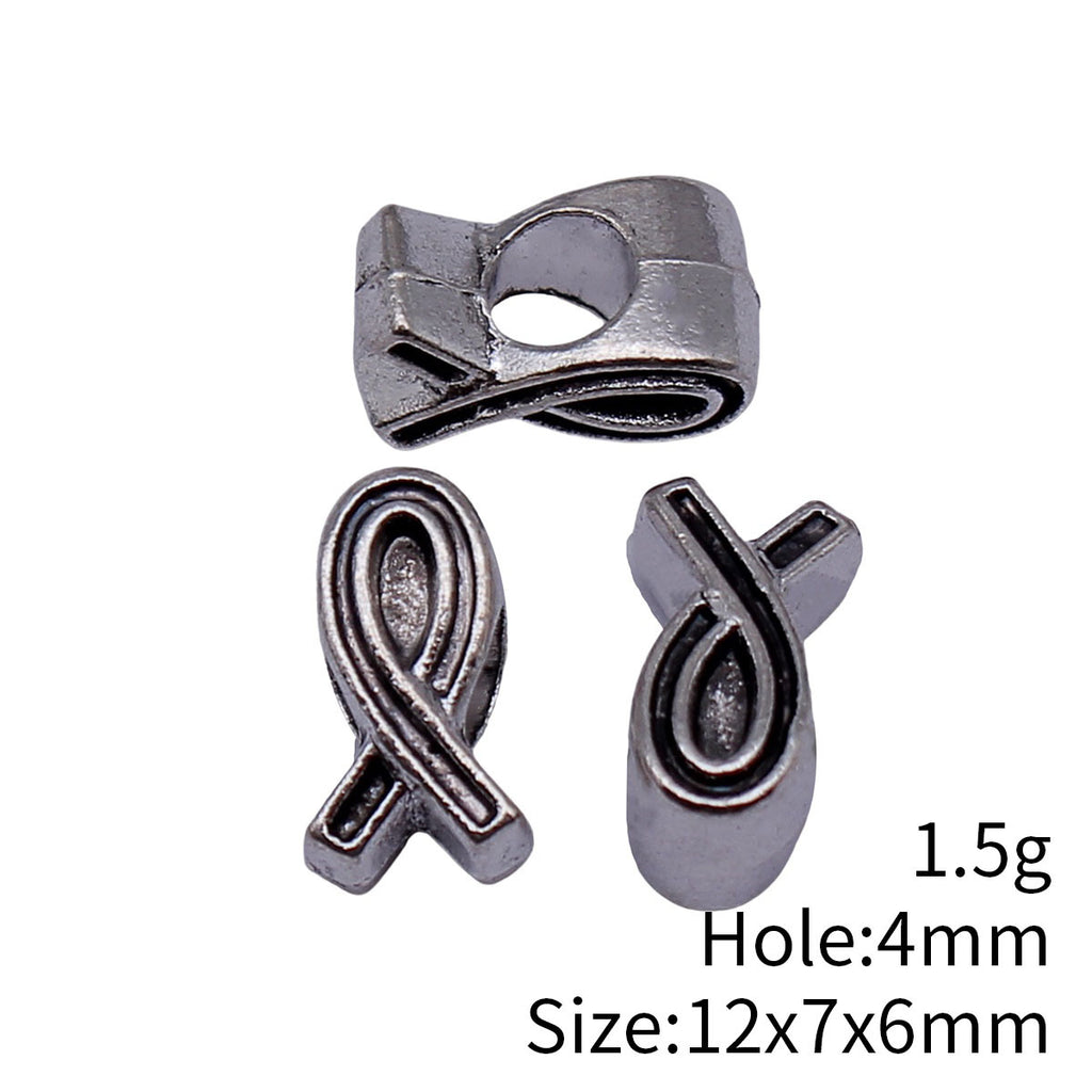 12x7x6mm 1.5g Antique Silver Zinc Alloy Ribbon Large Hole Spacer Double Sided Beads for DIY Bracelet Jewelry Making
