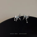 Silver Irregular Butterfly Studs Blue Enamel Crystal Drop view 6