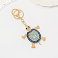 Gold Rhinestone Turtle Keychain Enamel Shell Bag Charm view 7