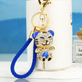 Jeweled Hugging Tiger Keychains with Braided and Bare Wrist Loops view 7