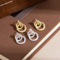 Gold and Silver Interlocking Clear Ring Stud Earrings view 2