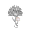 Flower Crystal Metal Brooch Pin 5.7 x 3.9 cm for Jackets and Lapels view 1