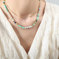 Multicolor Natural Stone Disc Bead Necklaces Gold Spacers Two Mixes view 1