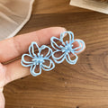 Open Outline Flower Stud Earrings in Four Pastel Colors view 9