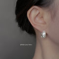Textured Wave Huggie Hoop Earrings Gold Silver Two Sizes view 2