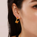 Irregular Twisted Geometric Stud Earrings Gold Steel Stainless view 1