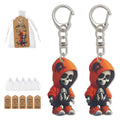 Orange Hooded Skull Wood Plaque Keychain Lobster Clasp view 1