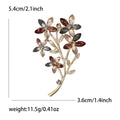 Crystal Flower Branch Brooch In Blue And Amber Decorative Lapel Pin view 6