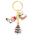 Gold Enamel Christmas Tree Stocking House Charm Keychain view 5