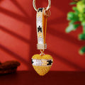 Geometric Crystal Heart Keychains with Matching Jeweled Wrist Straps view 3