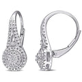 Silver Round Halo Clear Pave Leverback Earrings Alloy view 3
