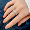 Silver Tone Three Row Wide Ring With Round Clear Stones view 3