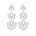 Silver Tone Crystal Floral Chandelier Earrings With Open Drops view 5