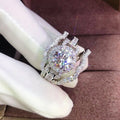 Three Piece Round Stone Halo Ring Set Metal Jewelry Design view 2