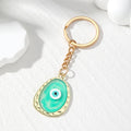 Irregular Oval Resin Evil Eye Keychains Gold Ring 6 Colors view 7
