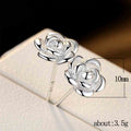 Silver Rose Flower Stud Earrings With Butterfly Backs view 5