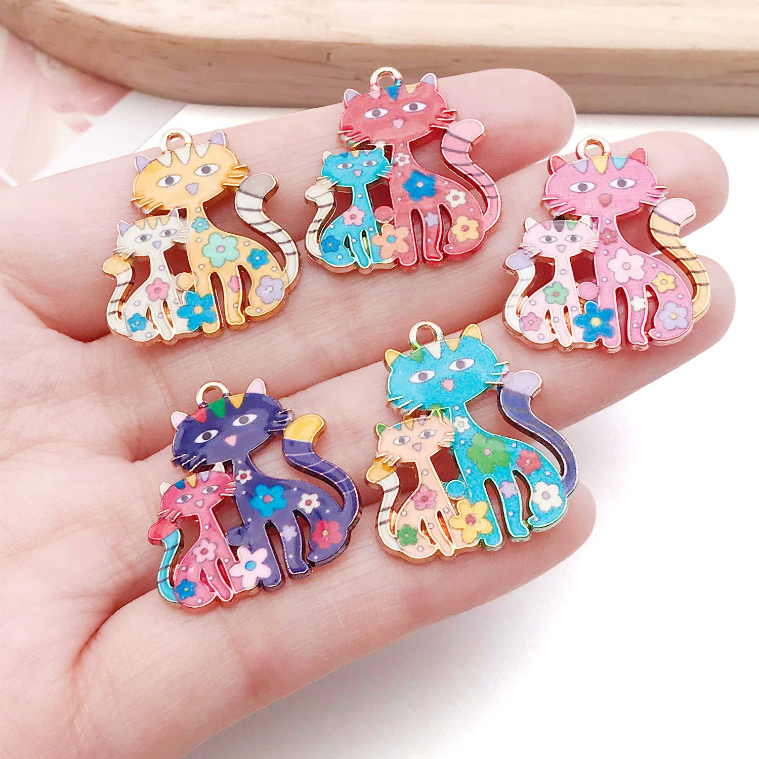 Zinc Alloy Halloween Cat Charm Pendant for Keychain Earrings DIY Jewelry