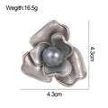 Silver Tone Camellia Pearl Look Metal Brooch Pin for Jackets and Lapels view 2