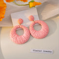 Eight Color Yarn Wrapped Large Round Disc Earrings view 8