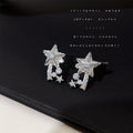 Silver Pavé Shooting Star Crystal Meteor Stud Earrings view 1