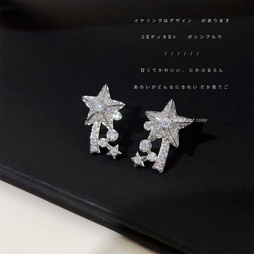 Silver Pavé Shooting Star Crystal Meteor Stud Earrings