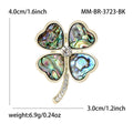 Abalone Shell Clover Brooch with Detailed Metal-tone Finish view 6