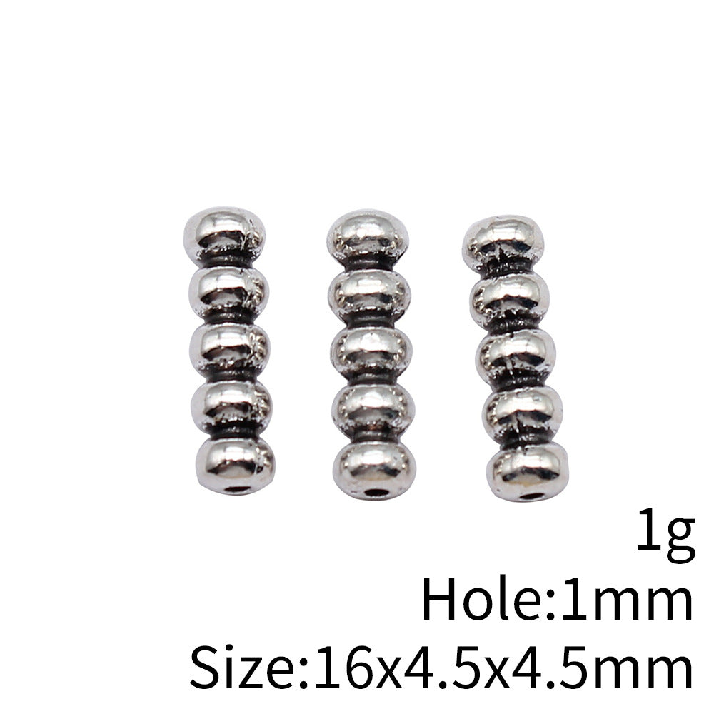 16x4.5x4.5mm 1g Antique Silver Zinc Alloy Tanghulu Small Hole Spacer Beads for Bracelet Jewelry Making