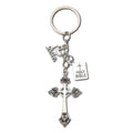 Silver Fleur De Lis Cross Dove and Bible Keychain and Attached Hardware view 5
