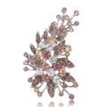 Blue or Purple Crystal Leaf Spray Brooch with Pearl Drops view 5