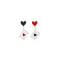 Red Black Heart Playing Card Mismatched Clip Earrings view 5