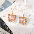 Pink Pressed Flower Resin Earrings Gold Hooks 8 Style Mix view 2