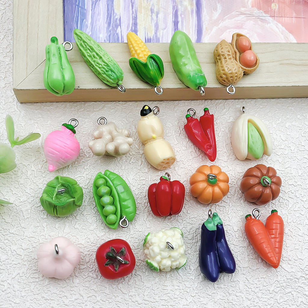 Acrylic Mini Vegetable Food Charm Pendant for DIY Keychain Necklace Earrings Making