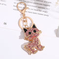 Rhinestone Cat Keychain Gold Tone Crystal Kitten Charm view 8