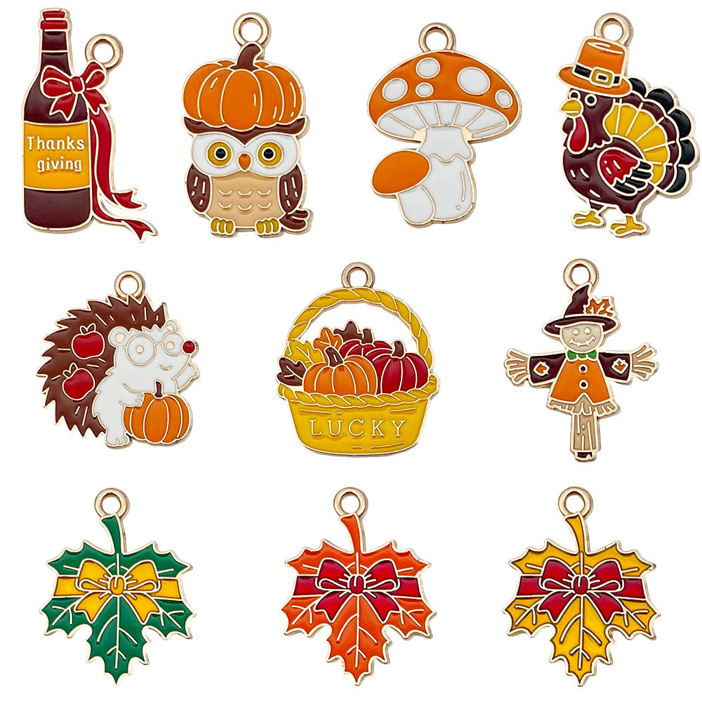 Zinc Alloy Enamel Turkey charm pendant for DIY Thanksgiving bracelet necklace making