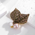 Leaf Pearl Look Metal Brooch Pin 4.6 x 5.4 cm for Jackets and Lapels view 5