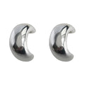 Polished Silver Chunky C Shape Open Hoop Stud Earrings view 5
