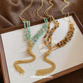 Brown Beaded Tassel Lariat Necklace Decorative Jewelry Design view 2