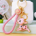 Jeweled Running Flower Fawn Keychains in Three Colors and Loop Styles view 3