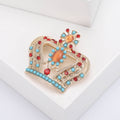 Jeweled Enamel Crown Brooch for Jackets Scarves and Coats view 3