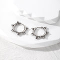 Gold Silver and Black Tone Geometric Spike Hoop Earrings view 2
