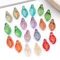 Mini Glass Leaf Beads With Through Holes in Ten Color Finishes view 2