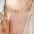 Irregular Open Heart Pendant Necklace Gold Tone Chain view 3