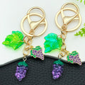 Purple Grape Cluster Keychain with Leaf and Mini Grape Charm view 2