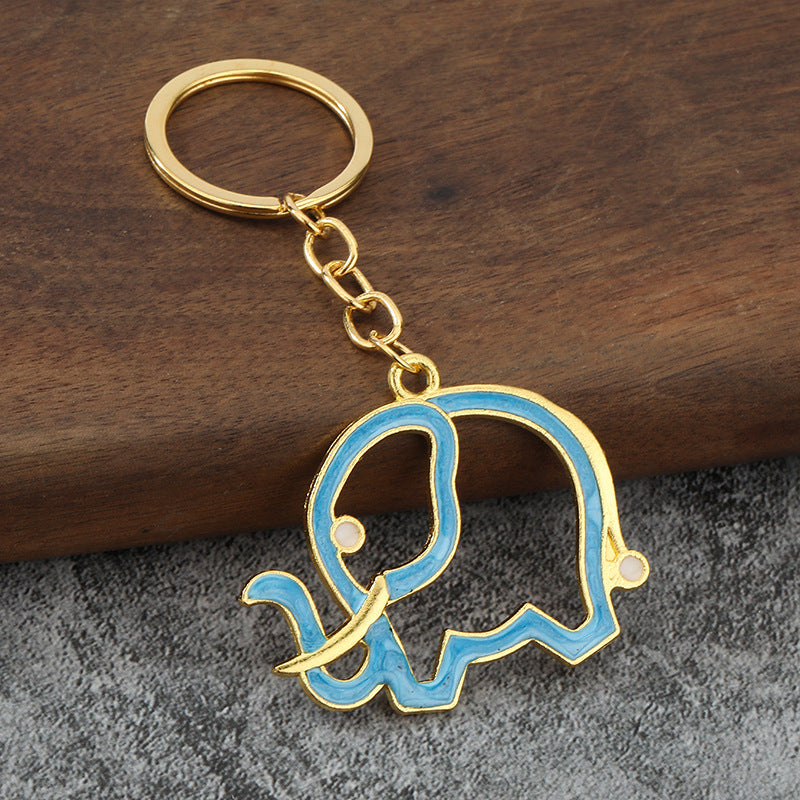 Elephant Enamel Keychain Metal Pendant for Simple Bag Charm