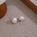White Pearl Look Round Stud Earrings in Three Sizes view 4