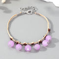 Wrapped Cord Double Row Round Bead Charm Bracelets in Nine Colors view 2