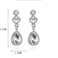 Silver Tone Crystal Teardrop Halo Crystal Two Designs Metal Dangle Earrings view 2