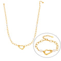 Gold Irregular Heart Link Necklace Bracelet Pearl Beads view 5