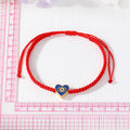 Red Woven Cord Large Heart Evil Eye Adjustable Bracelets view 4